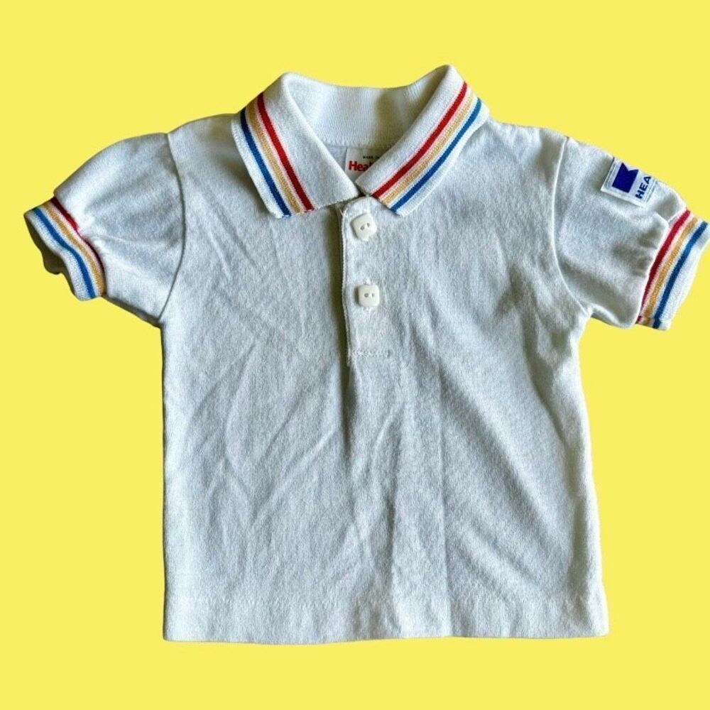 Health Tex Vintage Baby Rainbow Collar Polo Shirt 12 Months